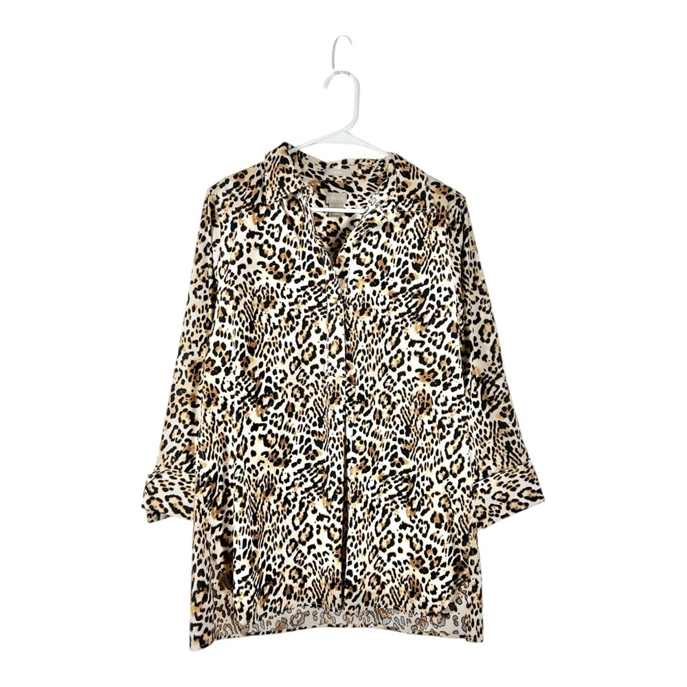 Chico’s Leopard Print Button Down Blouse